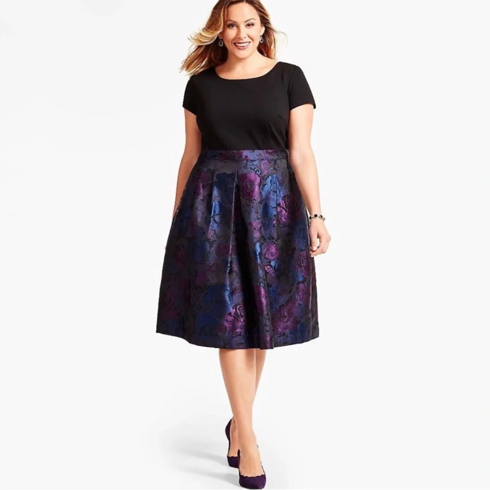 Talbots Ponte-blocked Rose Jacquard Dress - Size 20W - Picture 1 of 10